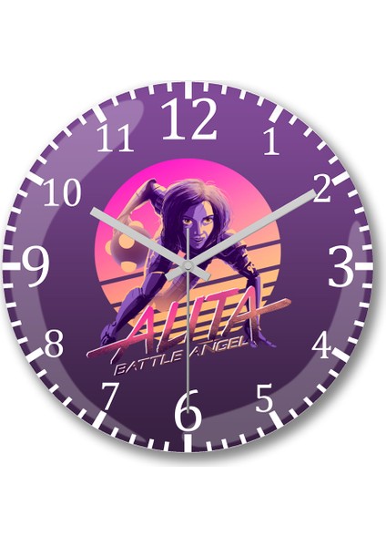 Alita Battle Angel Duvar Saati Bombeli Gerçek Cam