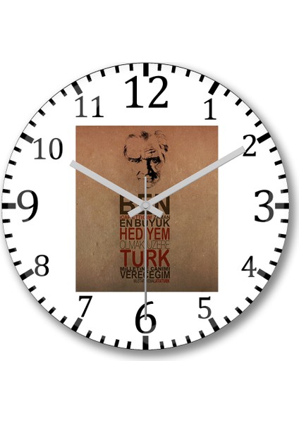 Atatürk Duvar Saati Bombeli Gerçek Cam