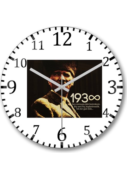 Atatürk Duvar Saati Bombeli Gerçek Cam