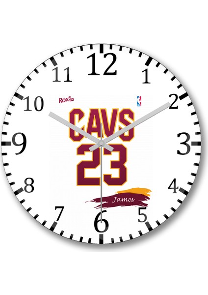 Cavs 23 James Clara Roxx Ink Duvar Saati Bombeli Gerçek Cam