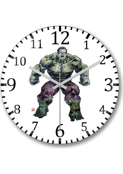 Hulk Mad Roar Marvel Superhero Power Bruce Duvar Saati Bombeli Gerçek Cam