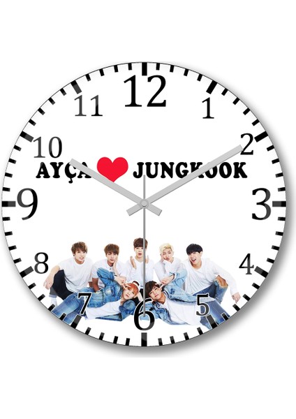 Kişiye Özel Bts Duvar Saati Bombeli Gerçek Cam