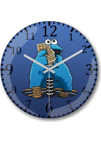Kurabiye Canavarı Duvar Saati Bombeli Gerçek Cam