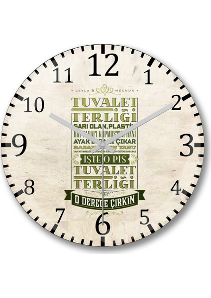 Leyla Ile Mecnun Tuvalet Terliği Duvar Saati Bombeli Gerçek Cam