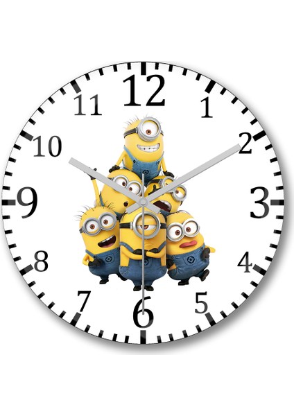 Minyonlar Duvar Saati Bombeli Gerçek Cam