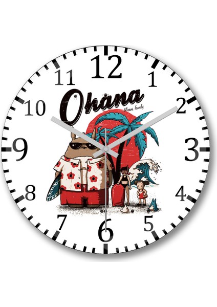 Ohana Duvar Saati Bombeli Gerçek Cam