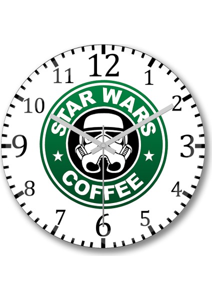 Star Wars Coffee Duvar Saati Bombeli Gerçek Cam