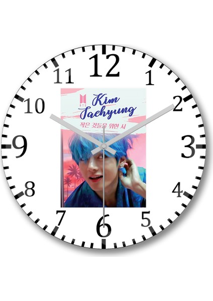 Taehyung Bts Persona Duvar Saati Bombeli Gerçek Cam