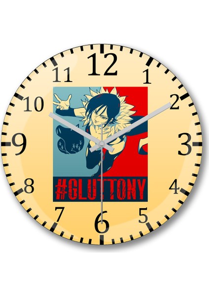 The Seven Deadly Sins Merlin Gluttony Duvar Saati Bombeli Gerçek Cam