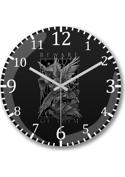 Beware Of Them The Crow Duvar Saati Bombeli Gerçek Cam