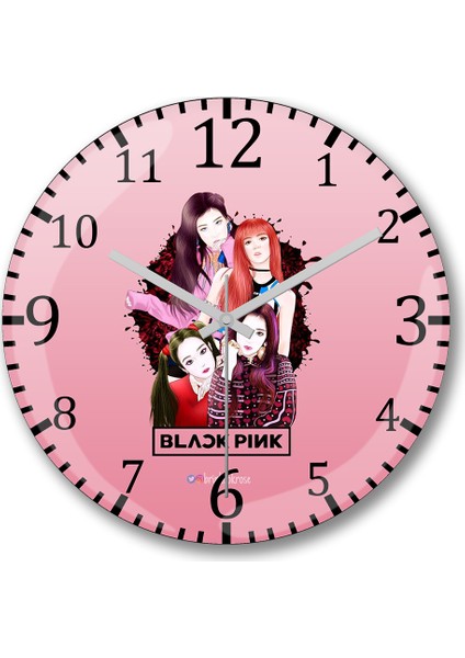 Black Pink Blackpink Duvar Saati Bombeli Gerçek Cam