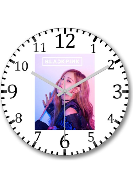Blackpink Rose Duvar Saati Bombeli Gerçek Cam