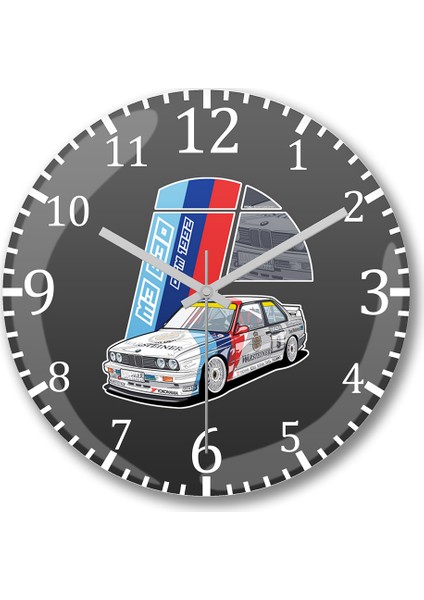 Bmw M3 E30 Dtm Duvar Saati Bombeli Gerçek Cam