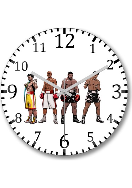 Boxing Boxers Boks Duvar Saati Bombeli Gerçek Cam