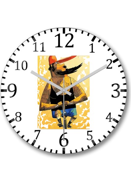 Boy Fitness Duvar Saati Bombeli Gerçek Cam