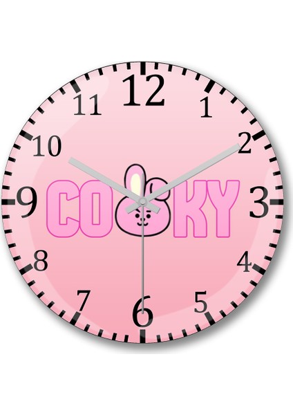 BT21 Cooky Bts Duvar Saati Bombeli Gerçek Cam