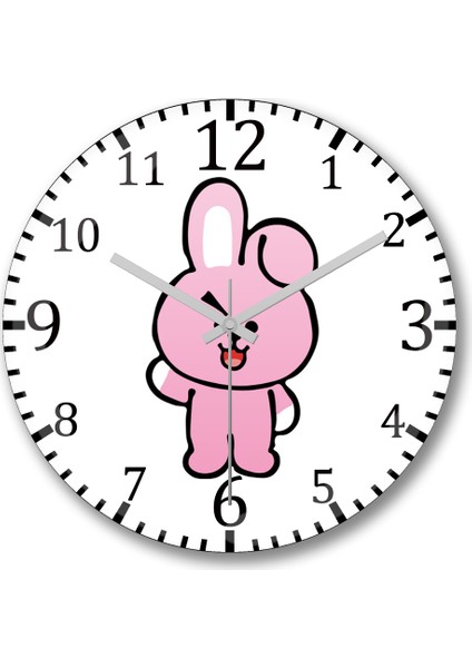 Bts BT21 Cooky Duvar Saati Bombeli Gerçek Cam