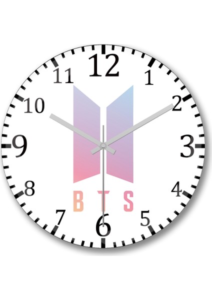Bts Logo Duvar Saati Bombeli Gerçek Cam