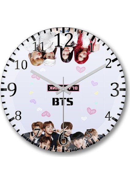 Bts ve Blackpink Duvar Saati Bombeli Gerçek Cam