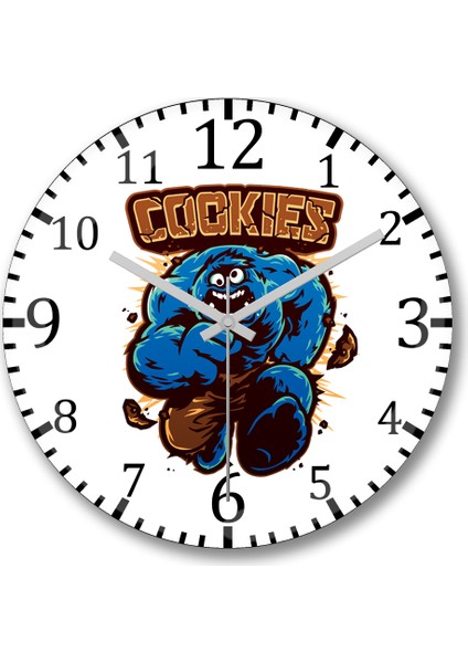 Cookie Monster Kurabiye Canavarı Hulk Duvar Saati Bombeli Gerçek Cam