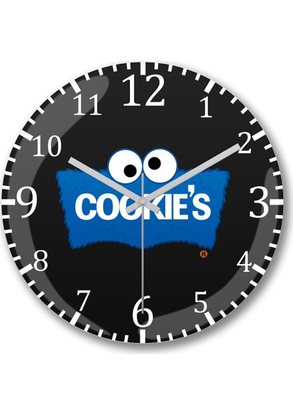Cookie Monster Cookie's Kurabiye Canavarı Duvar Saati Bombeli Gerçek Cam