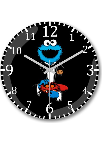 Cookie Monster Phone Case Kurabiye Canavarı Duvar Saati Bombeli Gerçek Cam