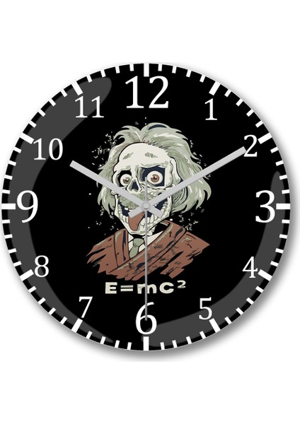 E=mc2 Matematik Duvar Saati Bombeli Gerçek Cam
