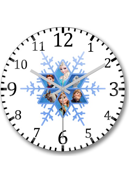 Elsa Anna Snowflake Frozen Snowflake Duvar Saati Bombeli Gerçek Cam