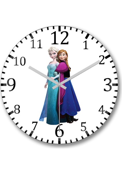 Elsa Kristoff Rapunzel Anna Frozen Duvar Saati Bombeli Gerçek Cam