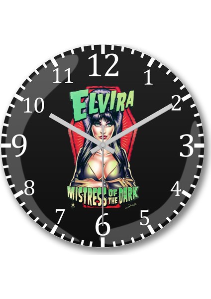 Elvira Mistress Of The Dark Duvar Saati Bombeli Gerçek Cam