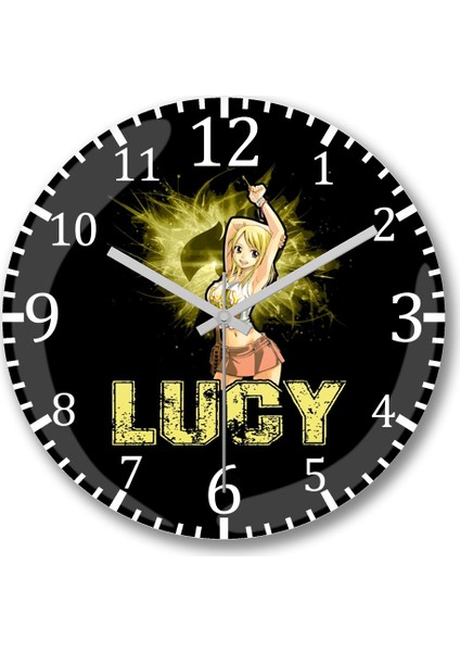 Fairy Tail Lucy Heartfilia Guild Symbol Key Duvar Saati Bombeli Gerçek Cam