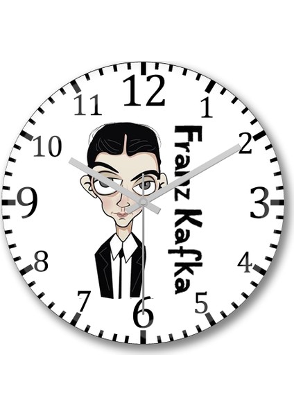 Franz Kafka Duvar Saati Bombeli Gerçek Cam