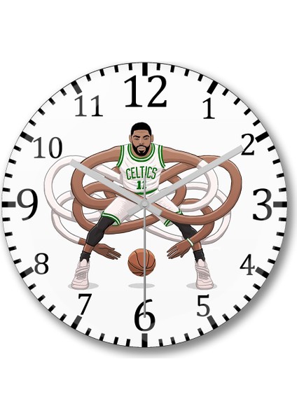 Gnarly Kyrie Celtics Duvar Saati Bombeli Gerçek Cam