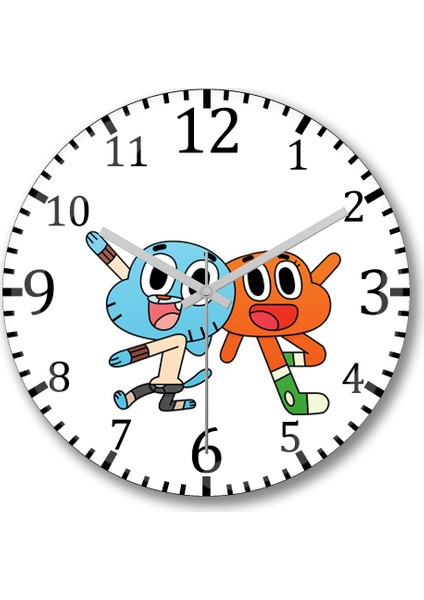 Gumball Darwin Duvar Saati Bombeli Gerçek Cam