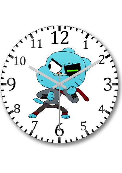 Gumball Watterson Duvar Saati Bombeli Gerçek Cam