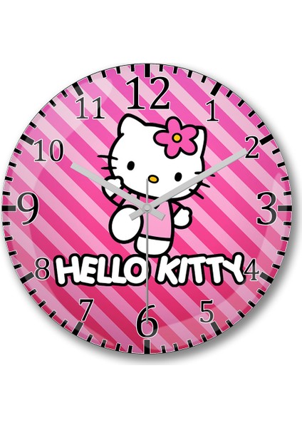 Hello Kitty Duvar Saati Bombeli Gerçek Cam