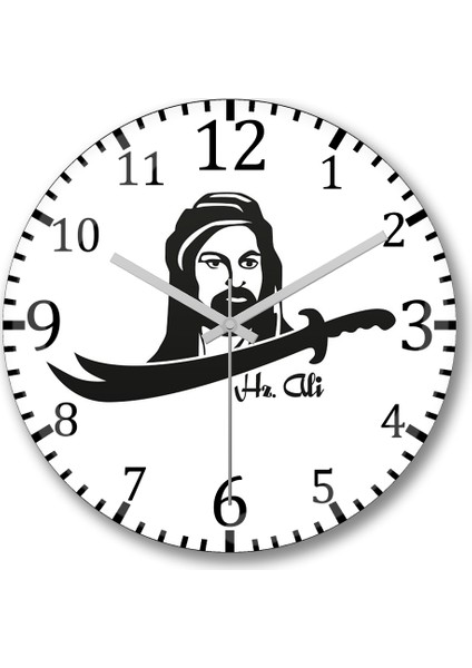 Hz Ali Alevi Zlfikar Duvar Saati Bombeli Gerçek Cam