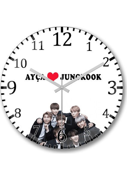 Kişiye Özel Bts Duvar Saati Bombeli Gerçek Cam