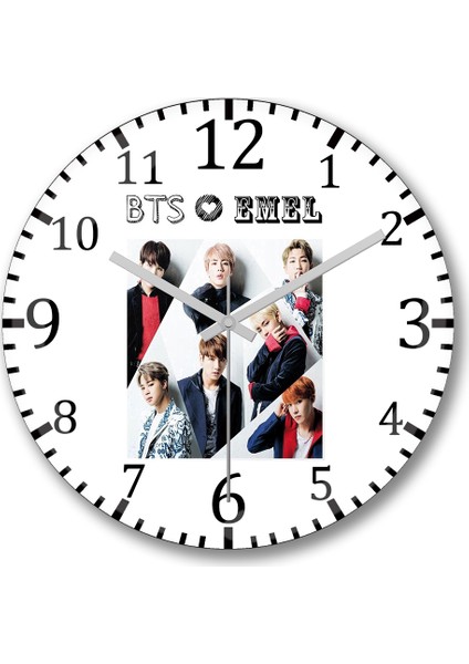 Kişiye Özel Bangtan Boys Bts Duvar Saati Bombeli Gerçek Cam