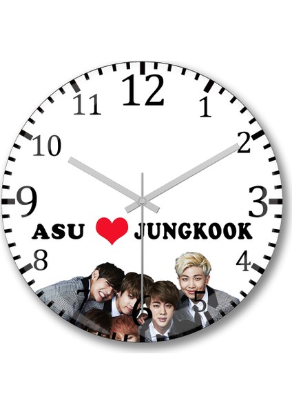 Kişiye Özel Bts Duvar Saati Bombeli Gerçek Cam
