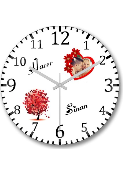 Kişiye ve Sevgiliye Özel Duvar Saati Bombeli Gerçek Cam