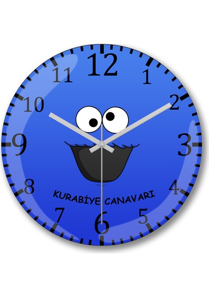 Kurabiye Canavarı Duvar Saati Bombeli Gerçek Cam