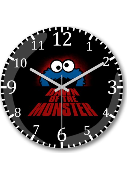 Kurabiye Canavarı 01 Duvar Saati Bombeli Gerçek Cam