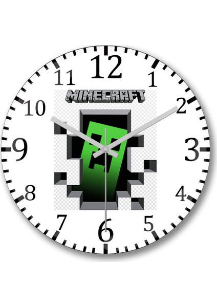 Minecraft Creeper Duvar Saati Bombeli Gerçek Cam