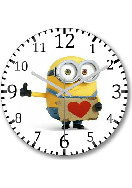 Minion Duvar Saati Bombeli Gerçek Cam