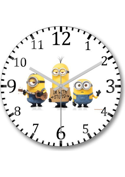 Minyonlar Minions Duvar Saati Bombeli Gerçek Cam