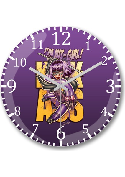 Movie Kick Ass I'm Hit Girl Duvar Saati Bombeli Gerçek Cam