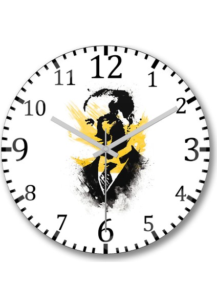 Mustafa Kemal Atatürk Duvar Saati Bombeli Gerçek Cam
