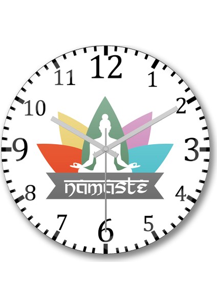 Namaste Yoga Duvar Saati Bombeli Gerçek Cam