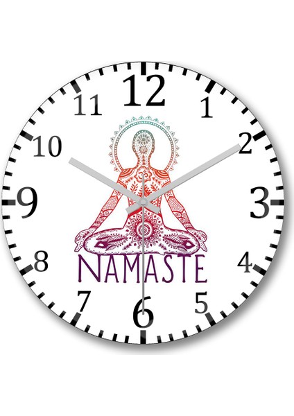 Namaste Yoga Duvar Saati Bombeli Gerçek Cam